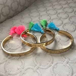 New Three Lilly Pulitzer Gold Tassel Bracelets